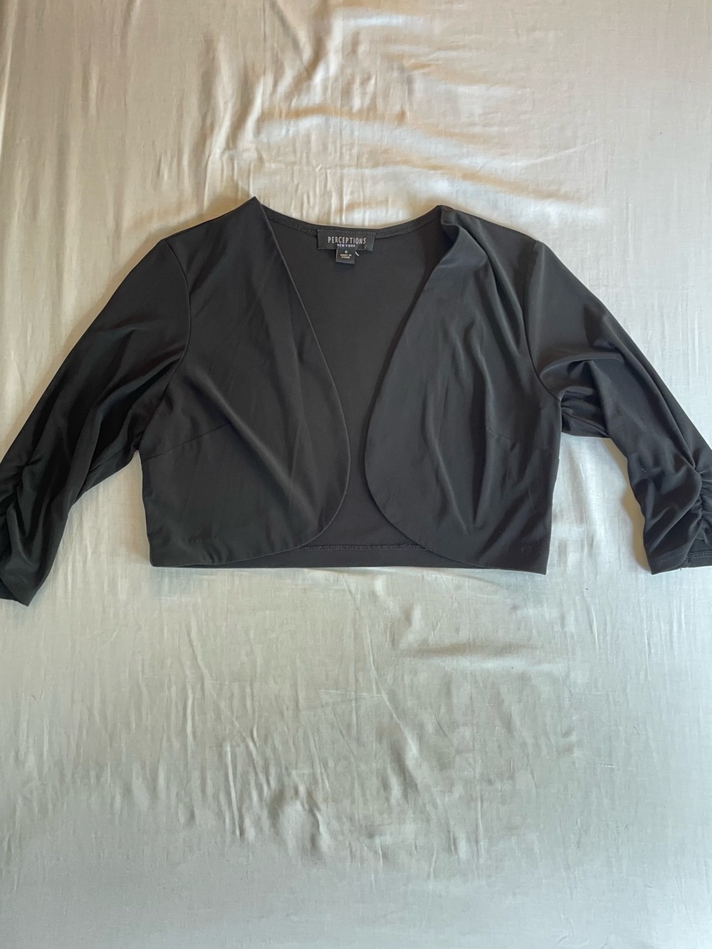Perceptions Black Cropped Open Front Shrug
